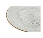 Plato Llano Home ESPRIT Transparente Dorado Cristal 33 x 33 x 9,4 cm