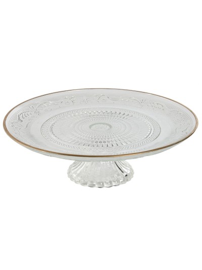 Plato Llano Home ESPRIT Transparente Dorado Cristal 29 x 29 x 9,2 cm