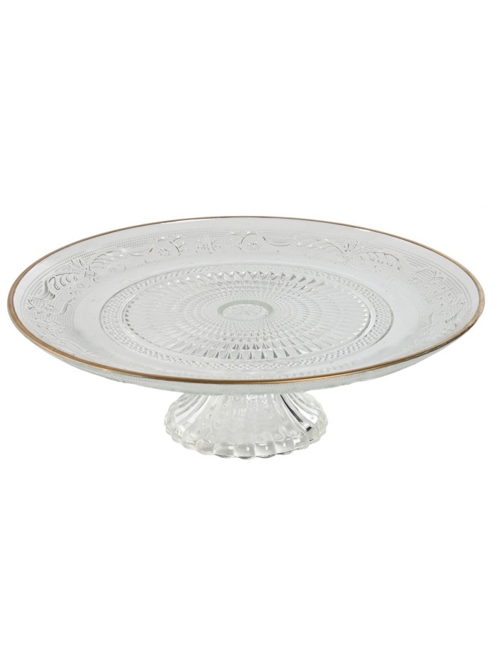 Plato Llano Home ESPRIT Transparente Dorado Cristal 29 x 29 x 9,2 cm