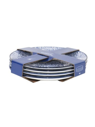 Plate set Home ESPRIT Blue White Porcelain 19 x 19 x 2 cm