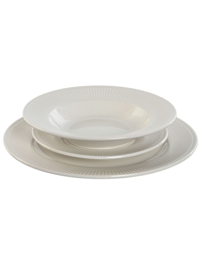Assiettes Home ESPRIT Blanc Porcelaine Rayures 27 x 27 x 2 cm 18 Pièces