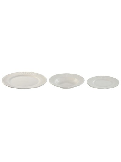 Tableware Home ESPRIT White Porcelain Stripes 27 x 27 x 2 cm 18 Pieces