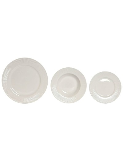 Vajilla Home ESPRIT Blanco Porcelana Rayas 27 x 27 x 2 cm 18 Piezas