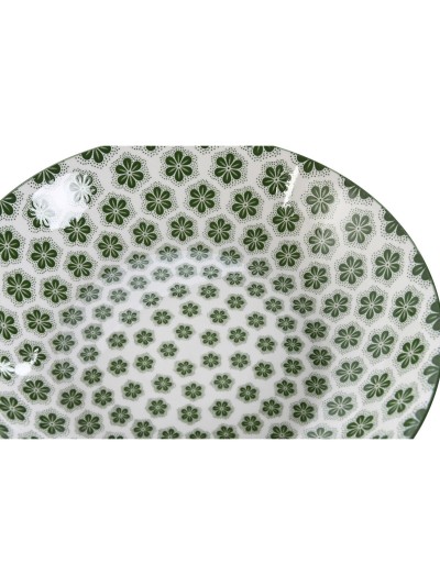 Set de Platos Home ESPRIT Blanco Verde Porcelana 20 x 20 x 4 cm