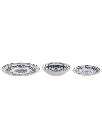 Vajilla Home ESPRIT Azul Blanco Porcelana Árabe 27 x 27 x 2 cm 18 Piezas