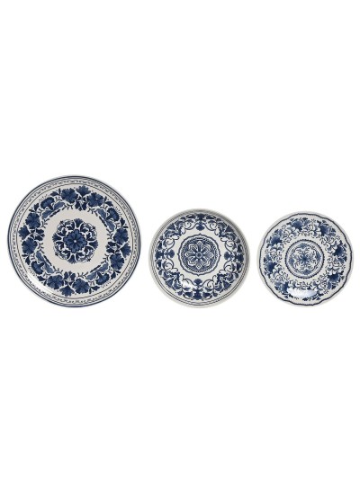 Vajilla Home ESPRIT Azul Blanco Porcelana Árabe 27 x 27 x 2 cm 18 Piezas