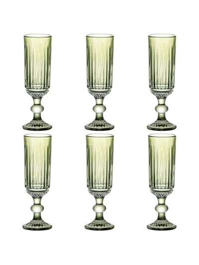 Set de Copas Home ESPRIT Verde Cristal 6 x 6 x 18,4 cm (6 Unidades)