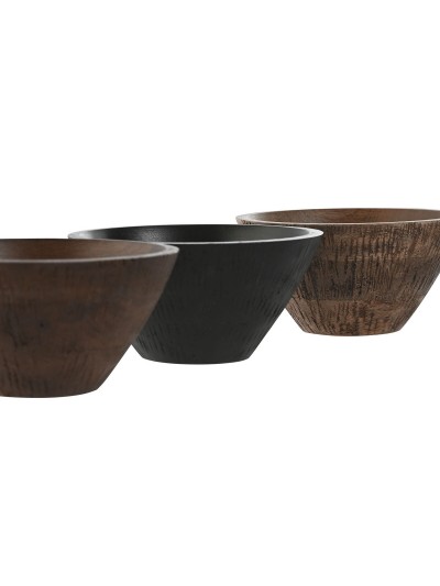 Bol pour Apéritifs Home ESPRIT Marron Noir Marron Clair Bois de manguier Colonial 15 x 15 x 8 cm (3 Unités)