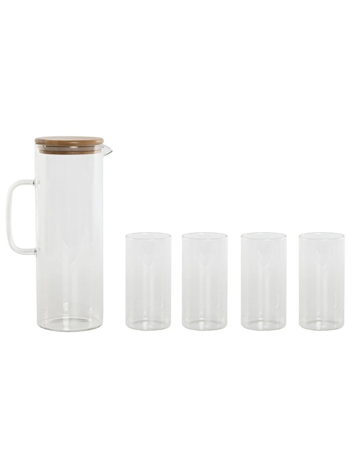 Set of glasses Home ESPRIT Transparent Bamboo Borosilicate Glass 210 ml