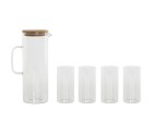 Set of glasses Home ESPRIT Transparent Bamboo Borosilicate Glass 210 ml