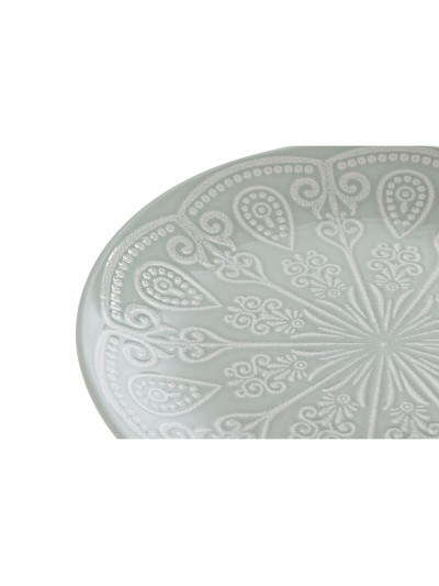 Plate set Home ESPRIT Green Stoneware Mandala Arab 19,8 x 19,8 x 2 cm