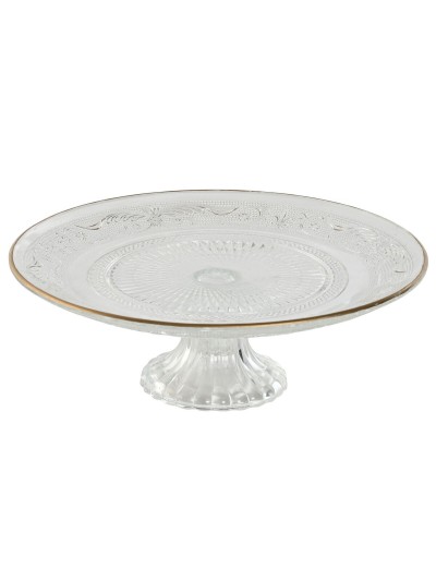 Plato Llano Home ESPRIT Transparente Dorado Cristal 23 x 23 x 8 cm