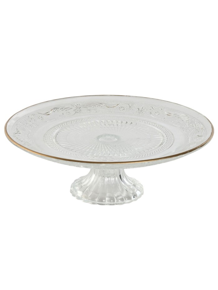 Plato Llano Home ESPRIT Transparente Dorado Cristal 23 x 23 x 8 cm