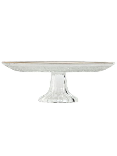 Plato Llano Home ESPRIT Transparente Dorado Cristal 23 x 23 x 8 cm