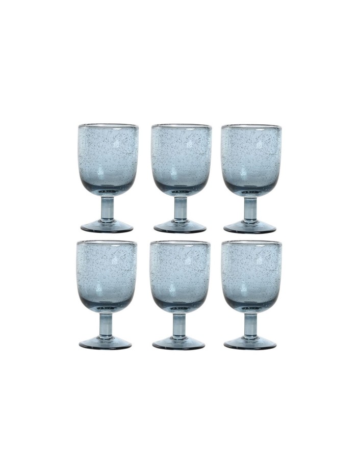 Set de Copas Home ESPRIT Azul Cristal 300 ml 8 x 8 x 14 cm (6 Unidades)