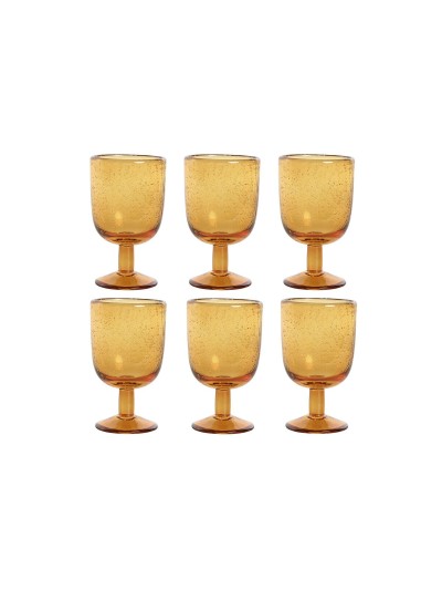 Set de Copas Home ESPRIT Ambar Cristal 300 ml 8 x 8 x 14 cm (6 Unidades)