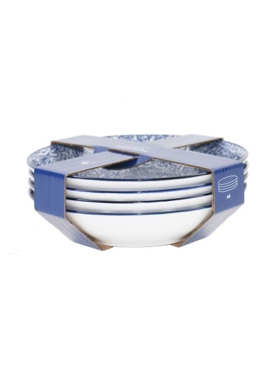 Set de Platos Home ESPRIT Azul Blanco Porcelana 20 x 20 x 4 cm