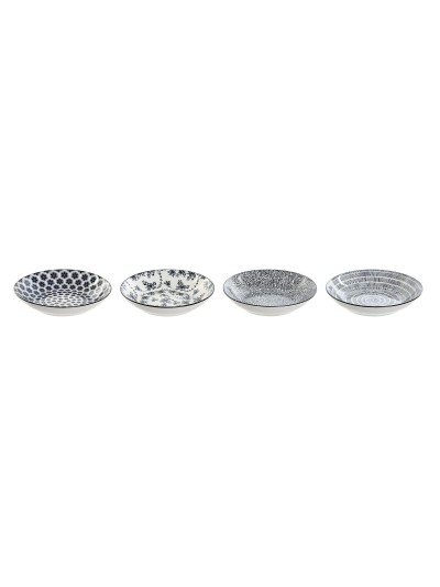 Set de Platos Home ESPRIT Azul Blanco Porcelana 20 x 20 x 4 cm