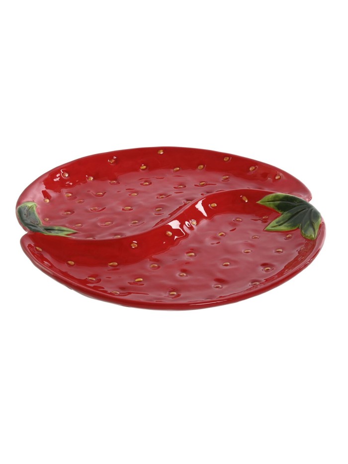 Plato Home ESPRIT Rojo Gres Moderno 32 x 31 x 3,5 cm