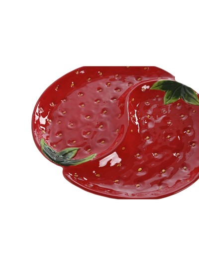 Plato Home ESPRIT Rojo Gres Moderno 32 x 31 x 3,5 cm