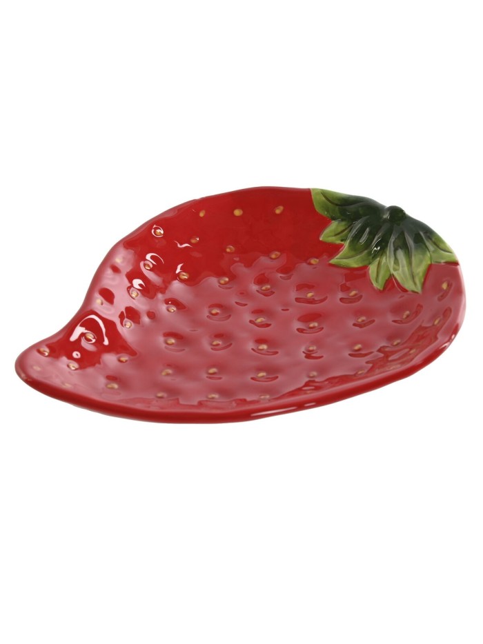 Plato Home ESPRIT Rojo Gres Moderno 23,5 x 18 x 4,5 cm