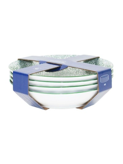 Set de Platos Home ESPRIT Azul Gres Mandala Árabe 18,2 x 18,2 x 5,5 cm