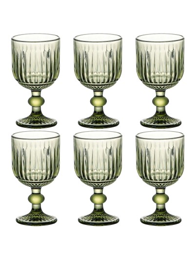 Set de Copas Home ESPRIT Verde Cristal 8 x 8 x 14,5 cm (6 Unidades)