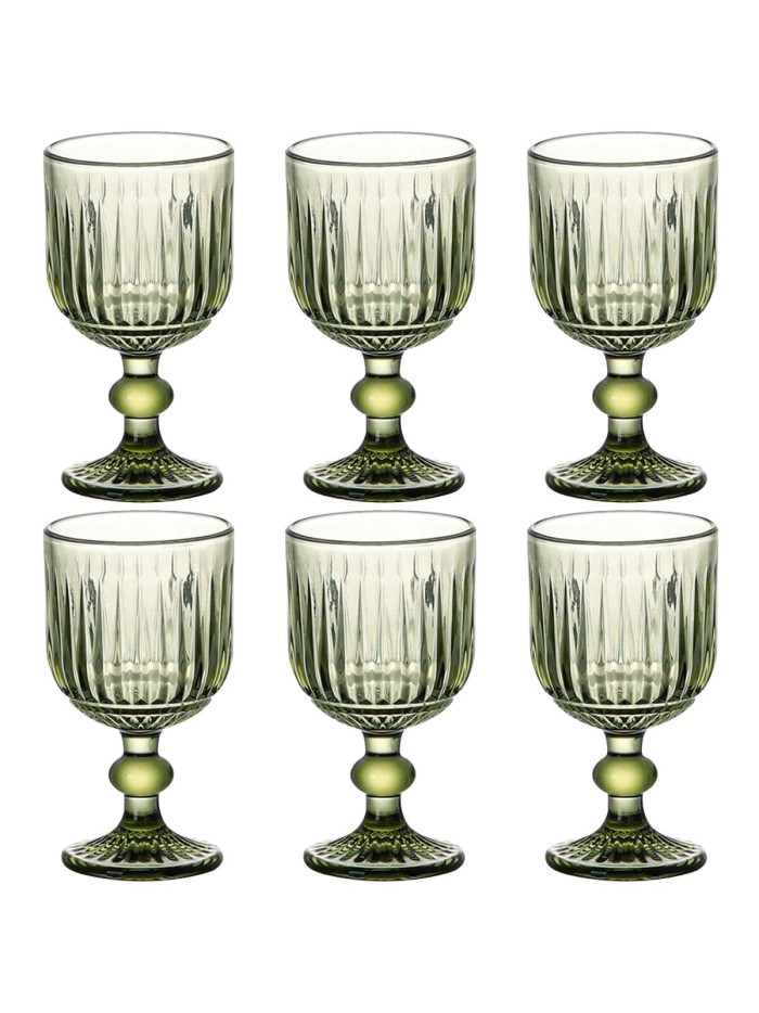 Set de Copas Home ESPRIT Verde Cristal 8 x 8 x 14,5 cm (6 Unidades)