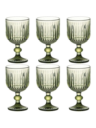 Set of cups Home ESPRIT Green Crystal 8 x 8 x 14,5 cm (6 Units)