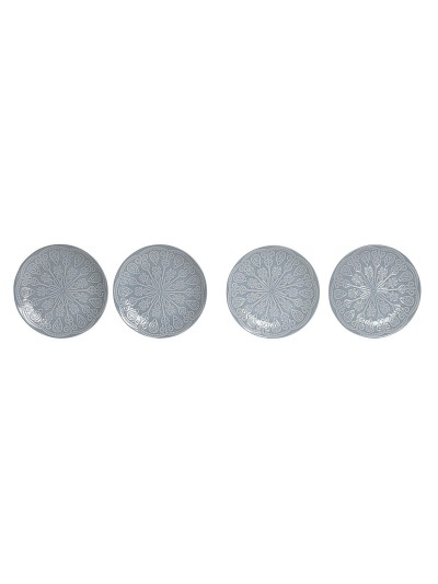 Set de Platos Home ESPRIT Azul Gres Mandala Árabe 19,5 x 19,5 x 2 cm