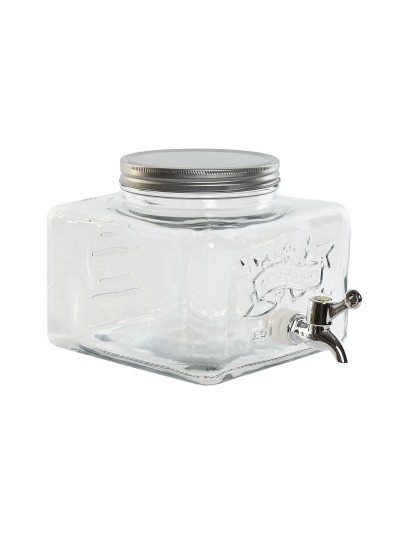 Dispensador de Agua Home ESPRIT Transparente Metal Silicona Cristal ABS 3,5 L 19 x 25 x 16 cm