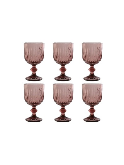 Set de Copas Home ESPRIT Rosa Cristal 8 x 8 x 14,5 cm (6 Unidades)