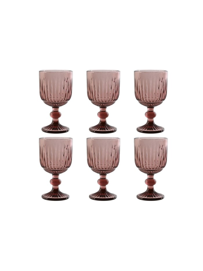 Set de Verres Home ESPRIT Rose Verre 8 x 8 x 14,5 cm (6 Unités)