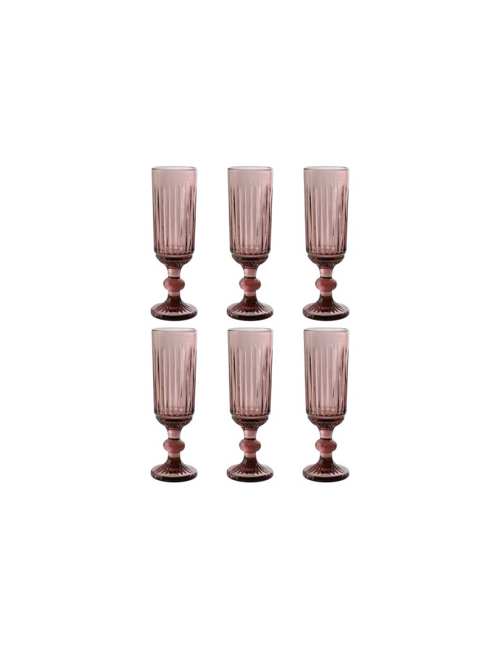 Set of cups Home ESPRIT Pink Crystal 6 x 6 x 18,4 cm (6 Units)