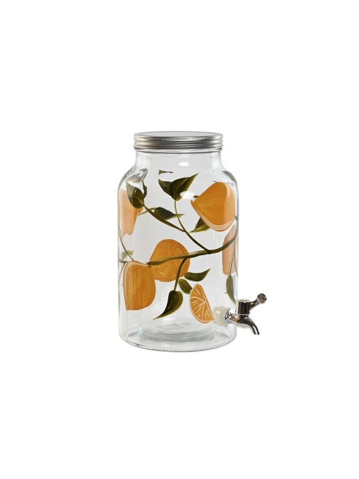 Dispensador de Agua Home ESPRIT Amarillo Metal Silicona Cristal ABS 18 x 24 x 30,5 cm