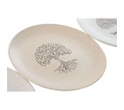 Flat Plate Home ESPRIT White Beige Stoneware Traditional 20 x 20 x 2,5 cm