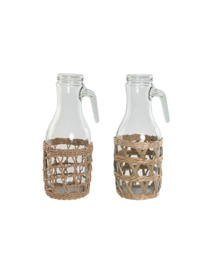 Jarra Home ESPRIT Natural Cristal Fibra (2 Unidades)