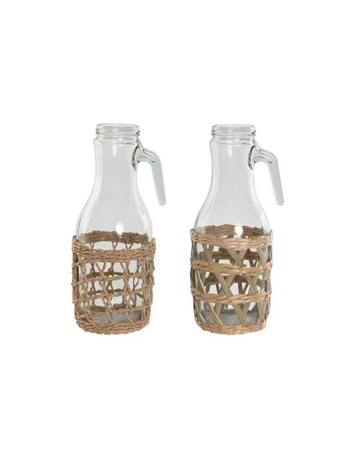 Jarra Home ESPRIT Natural Cristal Fibra (2 Unidades)