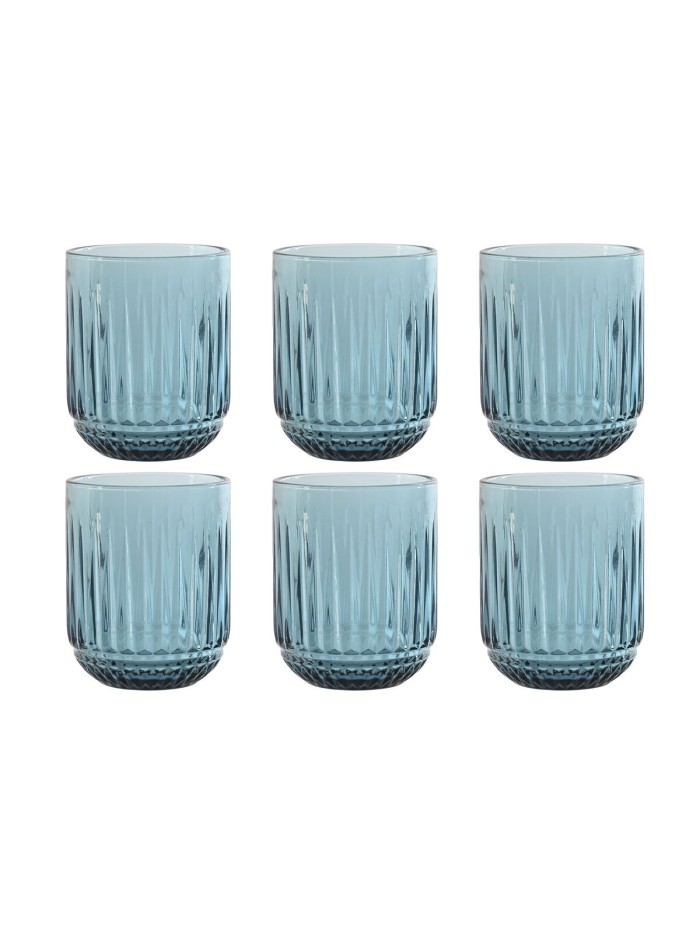 Set de Vasos Home ESPRIT Azul Cristal (6 Unidades)