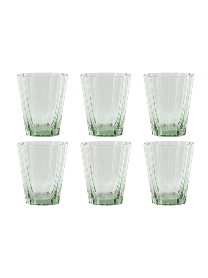 Set of glasses Home ESPRIT Green Crystal 280 ml (6 Units)