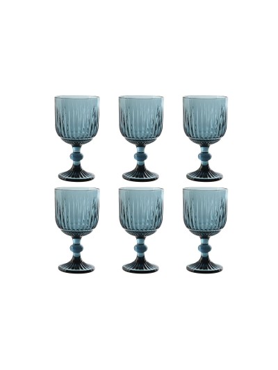 Set de Copas Home ESPRIT Azul Cristal 8,8 x 8,8 x 16,3 cm (6 Unidades)