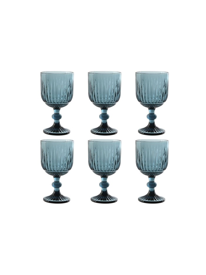 Set de Copas Home ESPRIT Azul Cristal 8,8 x 8,8 x 16,3 cm (6 Unidades)
