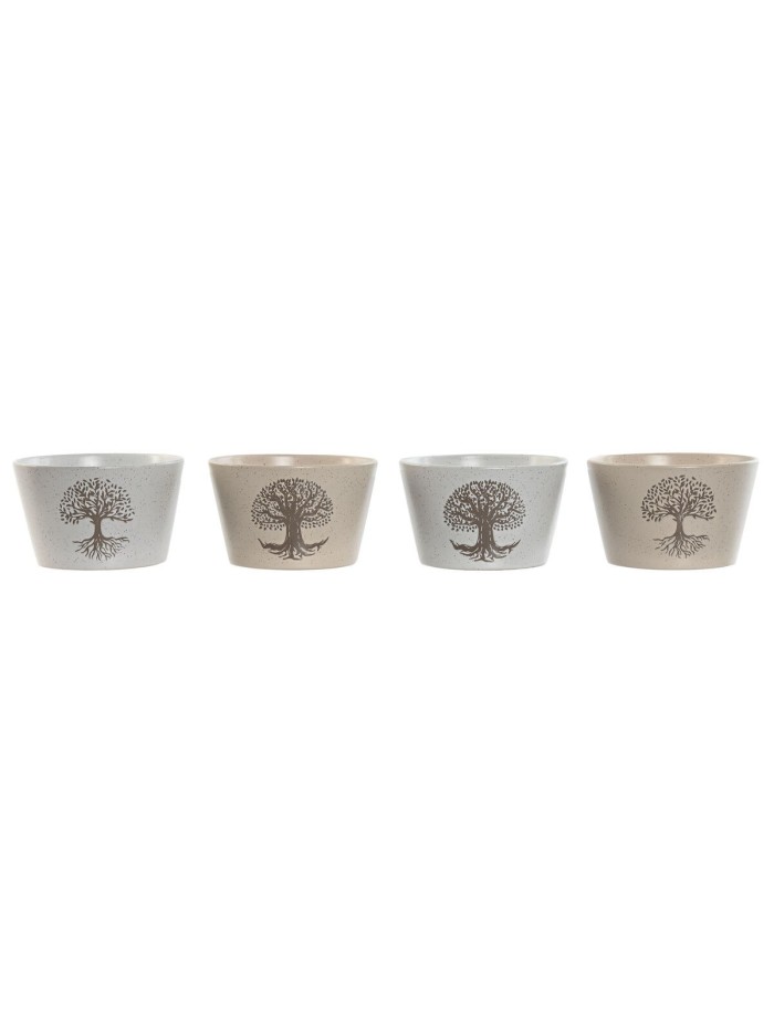 Bowl Home ESPRIT White Beige Stoneware 570 ml 13 x 13 x 8 cm (4 Units)