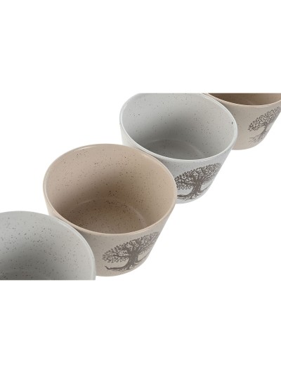 Bol Home ESPRIT Blanc Beige Grès 570 ml 13 x 13 x 8 cm (4 Unités)