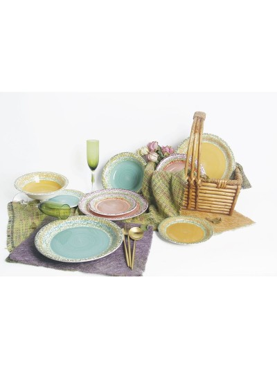 Vajilla Home ESPRIT Rosa Gres 27 x 27 x 2 cm 18 Piezas