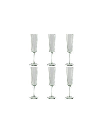Set de Copas Home ESPRIT Verde Cristal 6 x 6 x 23,7 cm (6 Unidades)