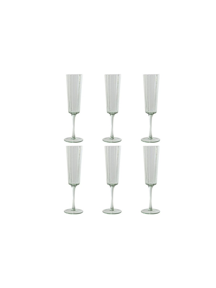 Set de Copas Home ESPRIT Verde Cristal 6 x 6 x 23,7 cm (6 Unidades)