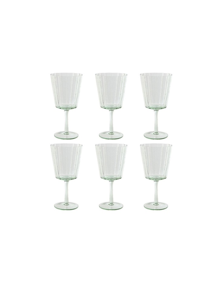 Set de Copas Home ESPRIT Verde Cristal 9 x 9 x 17,8 cm (6 Unidades)