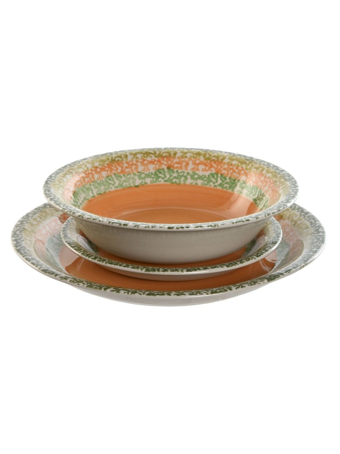 Tableware Home ESPRIT Orange Stoneware 27 x 27 x 2 cm 18 Pieces