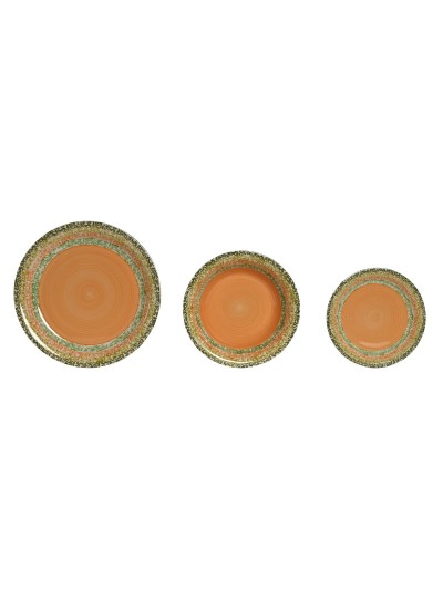 Assiettes Home ESPRIT Orange Grès 27 x 27 x 2 cm 18 Pièces